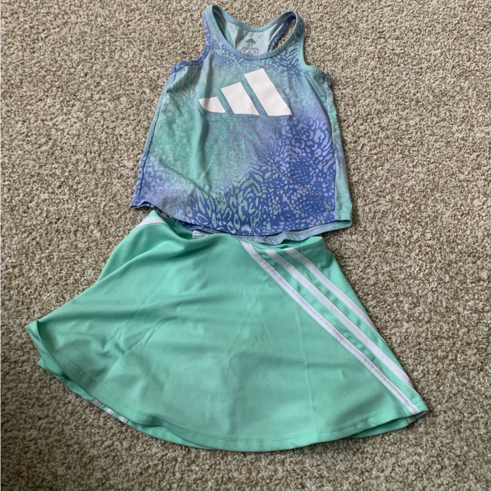 Adidas Aqua and Teal Sports skirt, tank 4T